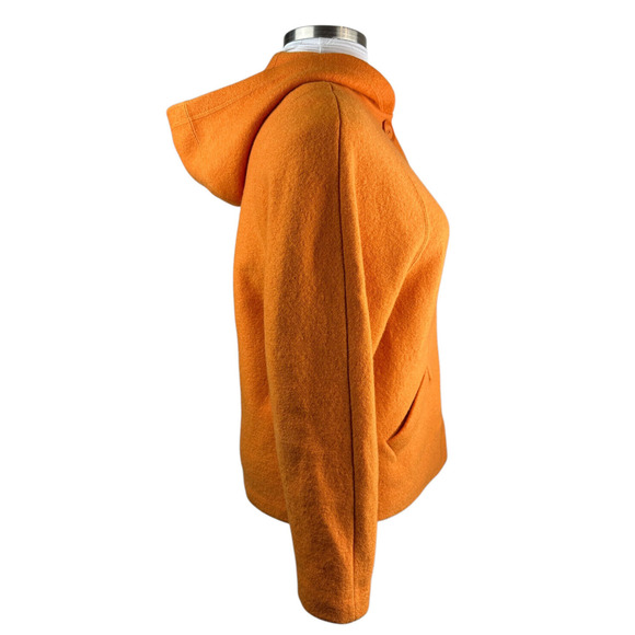 Geiger Austria Boiled Wool Coat Cardigan Jacket Hooded Button Orange Size 36 - Picture 8 of 16